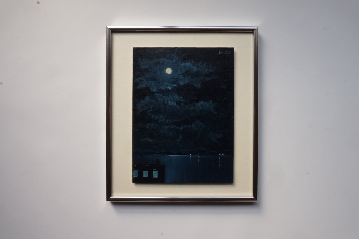 Chalk moon - 23x30.5cm / Oil painting on canvas panel