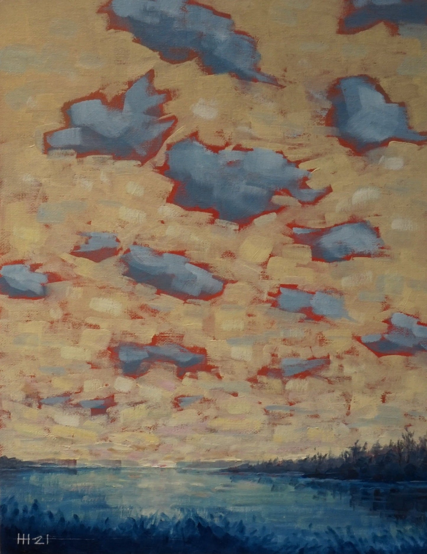 Warm winter sky - 28 x 35.5cm / Oil painting on canvas panel