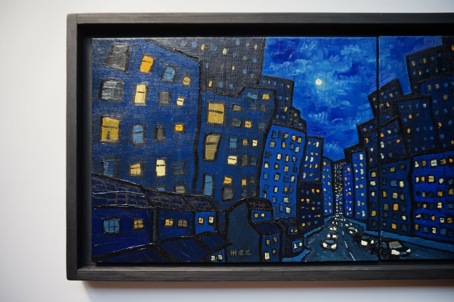 Coming into Tokyo-  28x71cm  / Oil painting on canvas panels (Diptych)