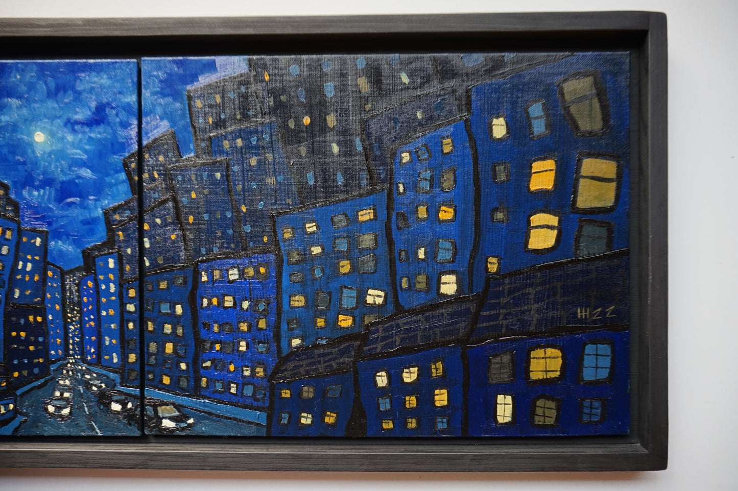 Coming into Tokyo-  28x71cm  / Oil painting on canvas panels (Diptych)