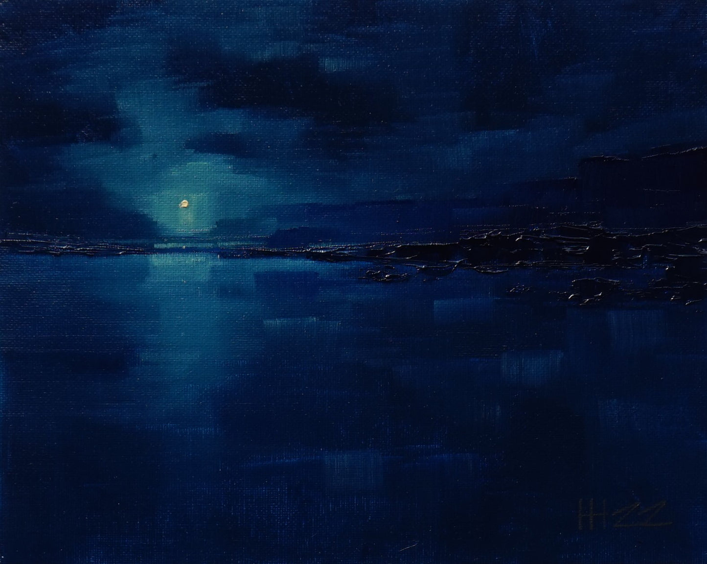 Moonrise-  20x25.5cm / Oil painting on canvas panel
